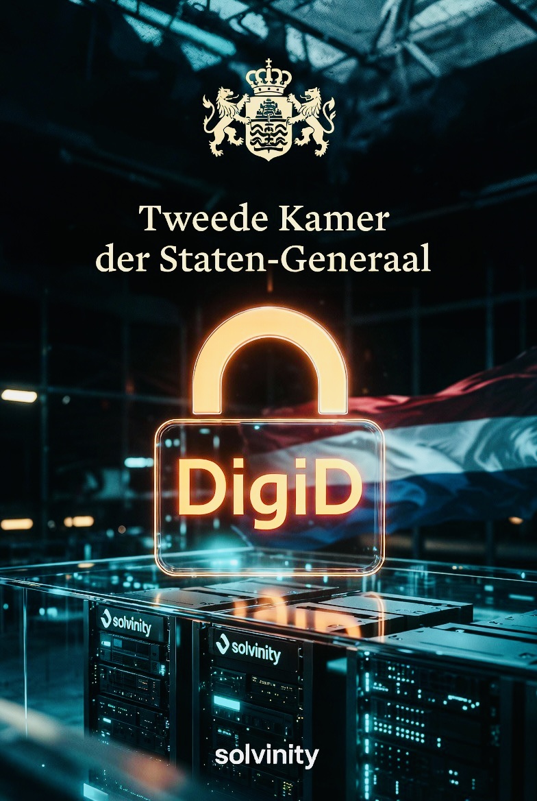 DigiD padlock over Solvinity servers, Tweede Kamer coat of arms
